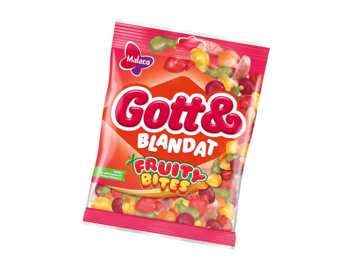 Malaco Gott & Blandat Fruity Bites 170g (6.0 oz) – Colourful soft fruity wine gums, gelatin-free and vegan, Swedish candy by Malaco