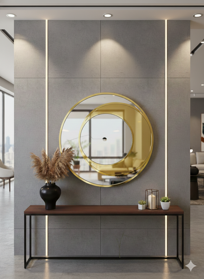 Gold Eclipse Unique Wall Mirror (Stainless Steel)