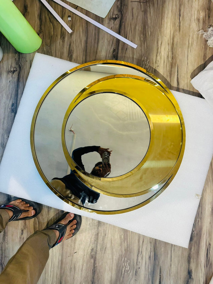 Gold Eclipse Unique Wall Mirror (Stainless Steel)