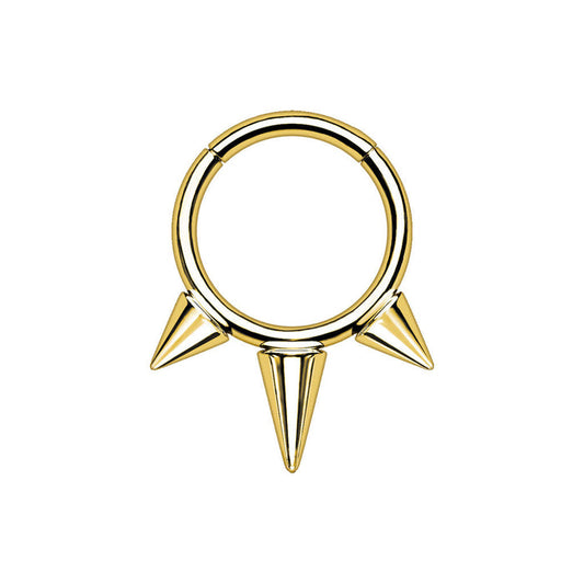 Gold Titanium Spike Hinged Ring 8mm / F-136 Titanium / Gold
