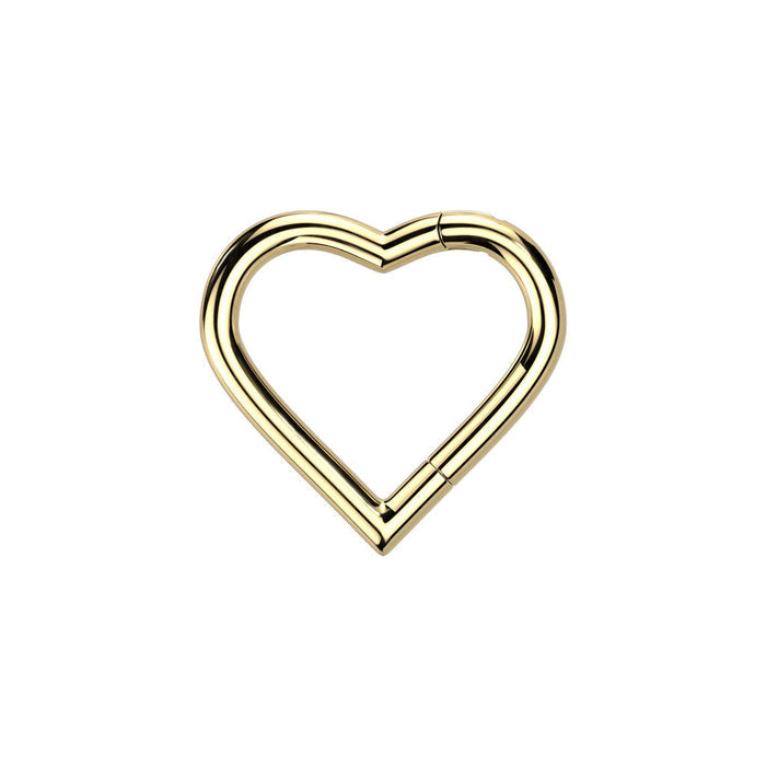 Gold Titanium Hinged Heart 8mm / F-136 Titanium / Gold