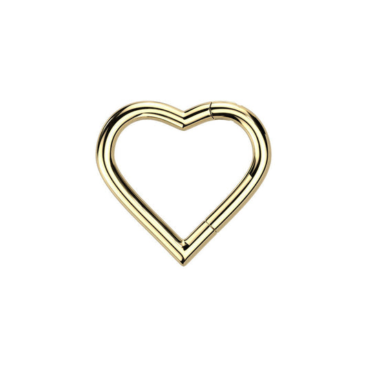 Gold Titanium Hinged Heart 8mm / F-136 Titanium / Gold