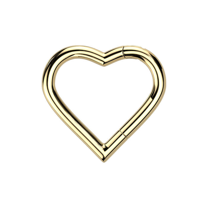Gold Titanium Hinged Heart 10mm / F-136 Titanium / Gold
