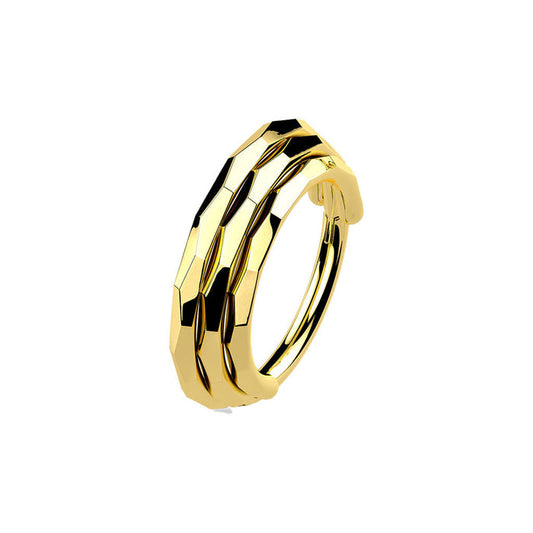 Gold Titanium Triple Lined Hinged Ring 8mm / Titanium / Gold Hinged Ring
