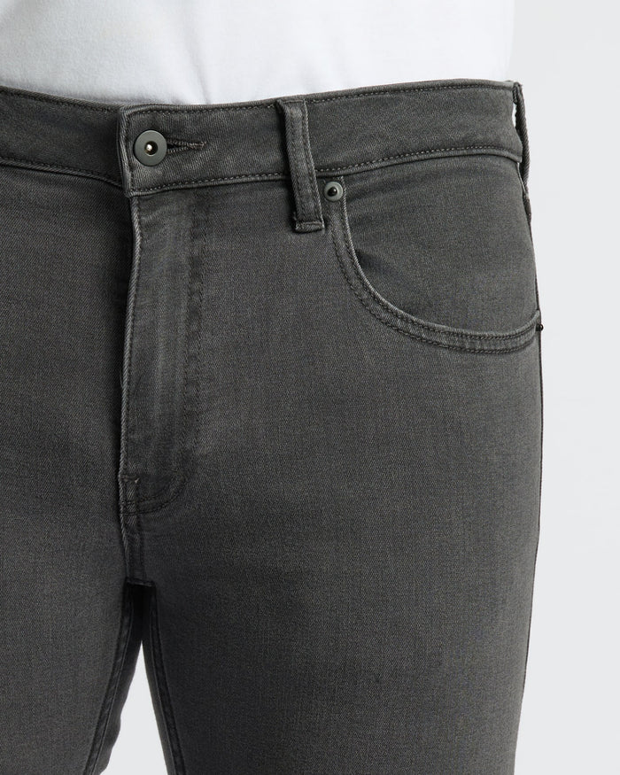 Gray Wash Slim Comfort Stretch Jeans with belt loops and pocket stitching.