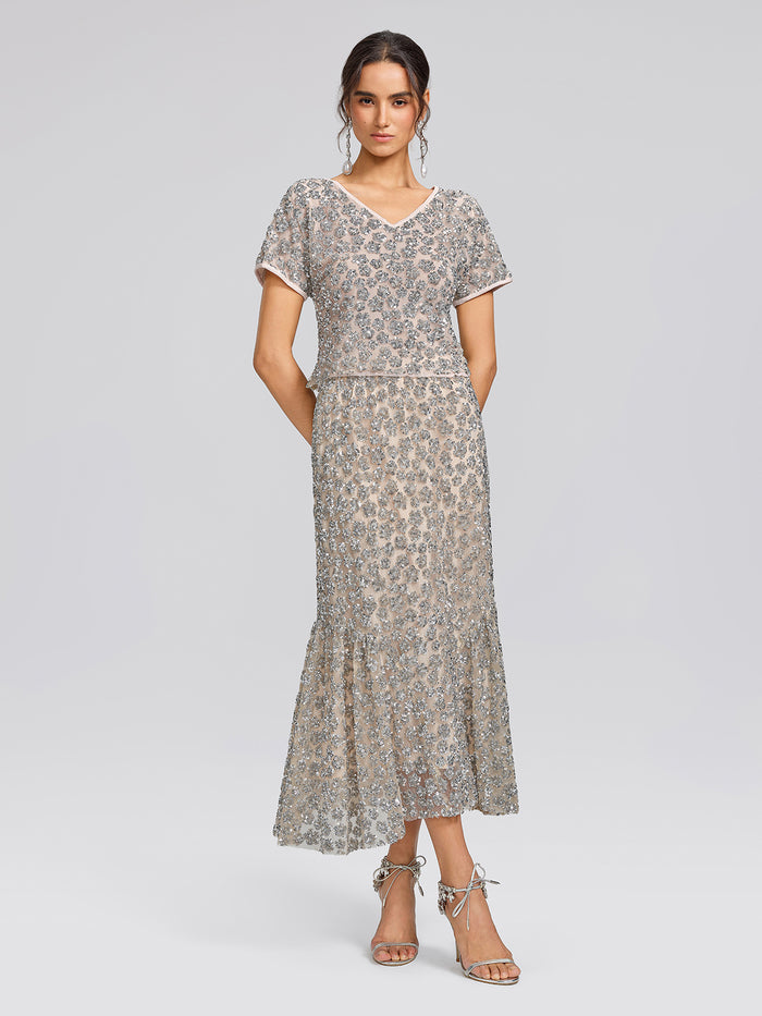 Hand-Embellished Sequin & Beaded Mermaid Skirt