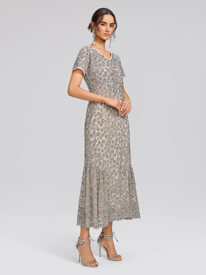 Hand-Embellished Sequin & Beaded Mermaid Skirt