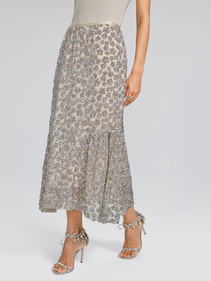Hand-Embellished Sequin & Beaded Mermaid Skirt