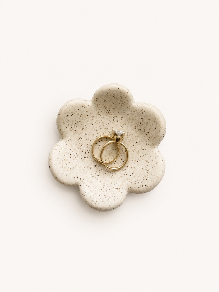 Handmade Organic Speckled Flower Ring Dish