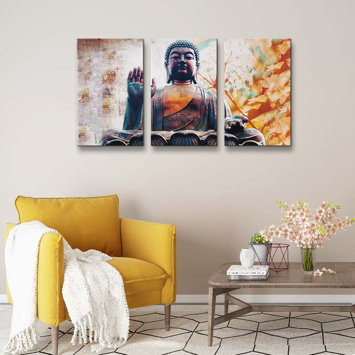 High Quality Art Print on Stretched Canvas of Buddha in Group