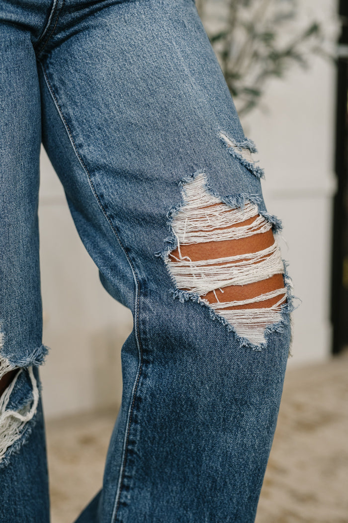 High Waist Rigid Magic l Straight Destructed + Adjustable Denim - Judy Blue
