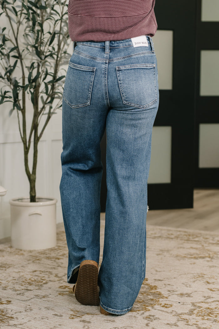 High Waist Rigid Magic l Straight Destructed + Adjustable Denim - Judy Blue