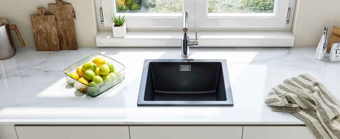 HOROW A02R-S4540B Granit Spüle Schwarz 45×40 cm