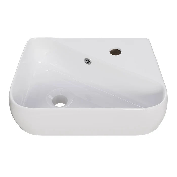 HOROW F10A-S4528 Mini-Handwaschbecken 45 cm, Keramik, Weiß, mit Hahnloch & Überlauf