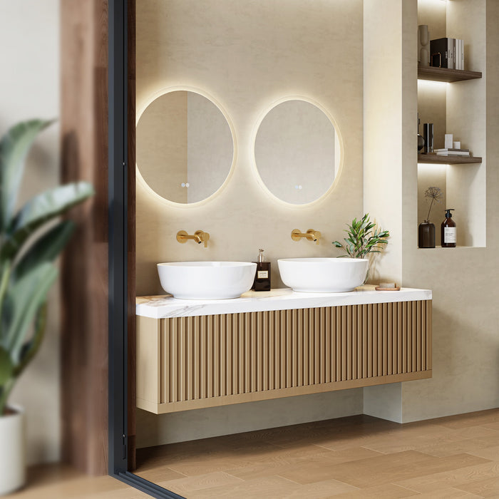 HOROW F11A-S4141 Rundes Aufsatzwaschbecken 40 cm – Weiß, ohne Hahnloch