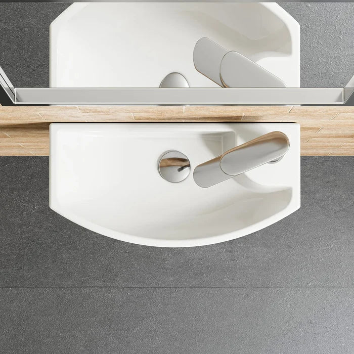 HOROW F11A-S4522L Waschbecken mit Hahnloch & Überlauf, 45 cm Weiße Keramik