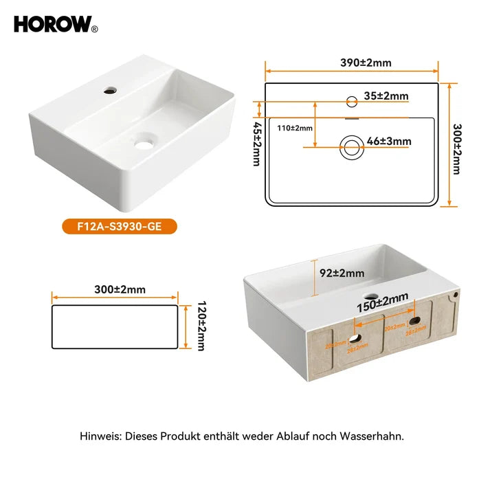 HOROW  ‎F12A-S3930 Waschbecken mit Nano-Beschichtung, Dünner 8 mm Rand