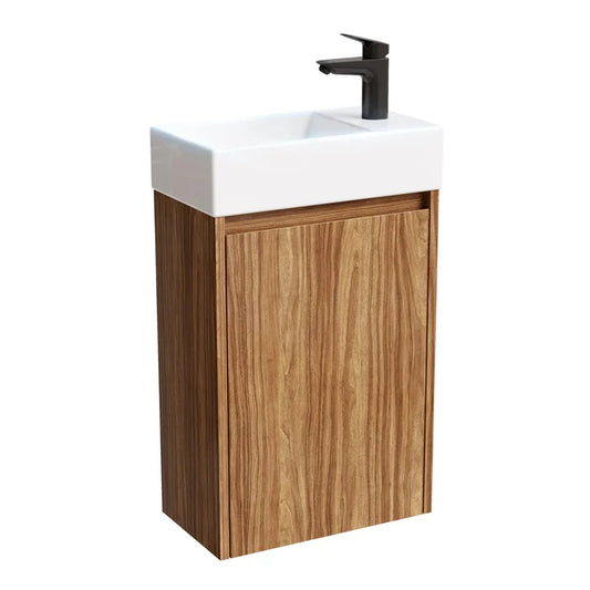 HOROW Y40-H1 Waschbecken mit 40 cm Hängendem Unterschrank, Dunkelbraun