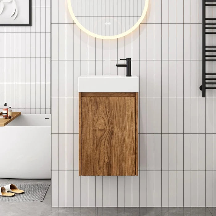HOROW Y40-H1 Waschbecken mit 40 cm Hängendem Unterschrank, Dunkelbraun