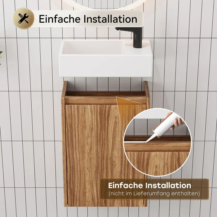 HOROW Y40-H1 Waschbecken mit 40 cm Hängendem Unterschrank, Dunkelbraun