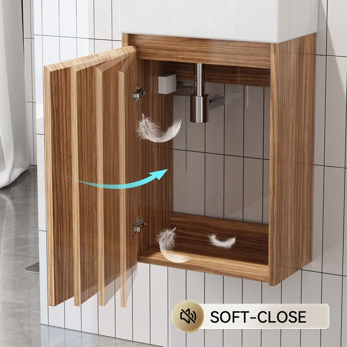 HOROW Y40-H1 Waschbecken mit 40 cm Hängendem Unterschrank, Dunkelbraun