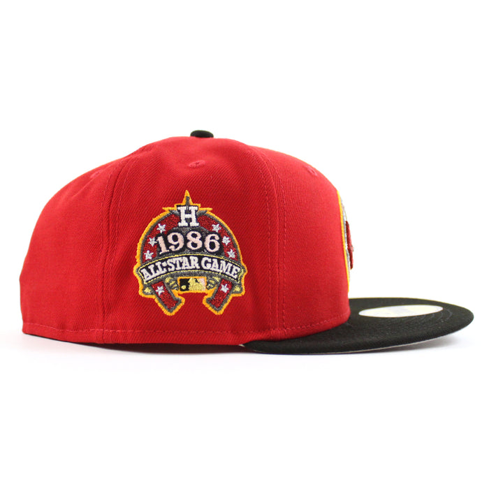 Houston Astros 1986 All Star Game New Era 59Fifty Fitted Hat (Scarlet Red Black Gray Under Brim)