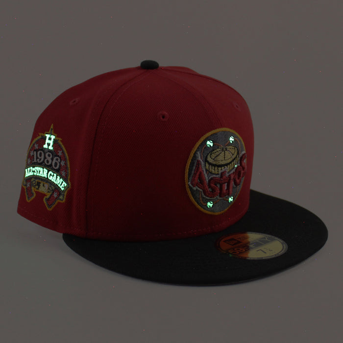 Houston Astros 1986 All Star Game New Era 59Fifty Fitted Hat (Scarlet Red Black Gray Under Brim)