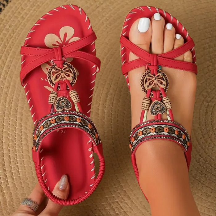 Hovira - Sandales Plates Bohèmes Confortables Style Ibiza Chic