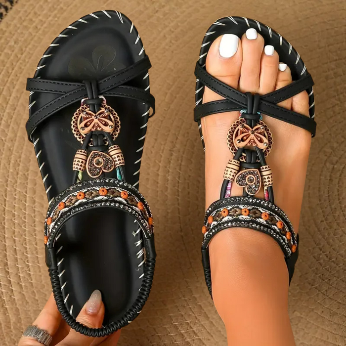 Hovira - Sandales Plates Bohèmes Confortables Style Ibiza Chic