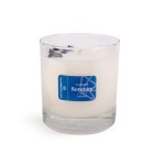 Glass candle container filled with white wax and a label, featuring the product I Choose Serenity Candle | Aluminate Life designed for a calming ambiance.