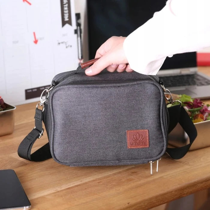 Insulated Lunch Bag with Adjustable Strap & Handle  - Black