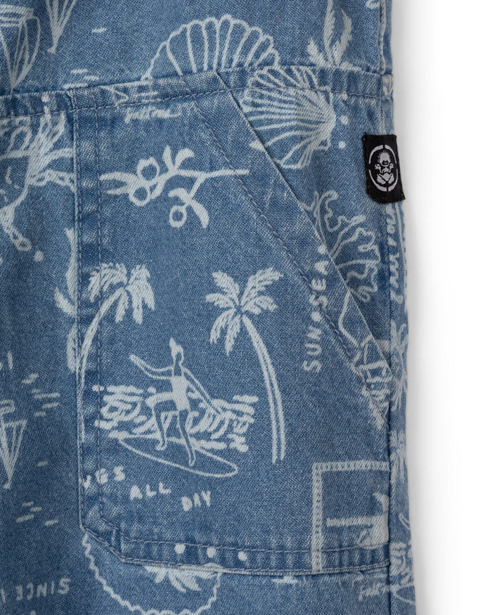Island Life Kids Dungarees in Bright Blue