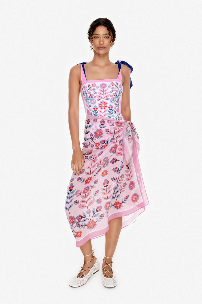 Jessie Zhao New York Beach Sarong Wrap in Pink Garden