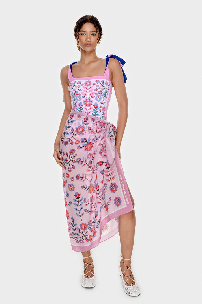 Jessie Zhao New York Beach Sarong Wrap in Pink Garden