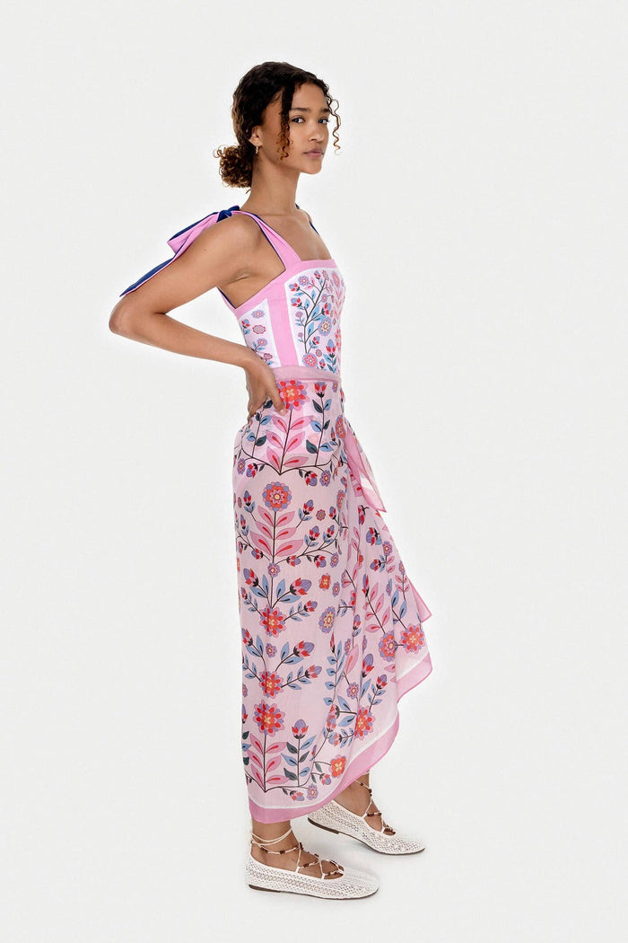 Jessie Zhao New York Beach Sarong Wrap in Pink Garden
