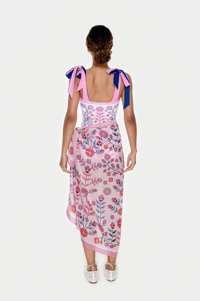 Jessie Zhao New York Beach Sarong Wrap in Pink Garden