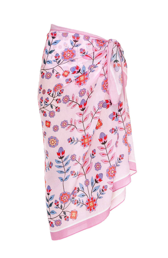 Jessie Zhao New York Beach Sarong Wrap in Pink Garden
