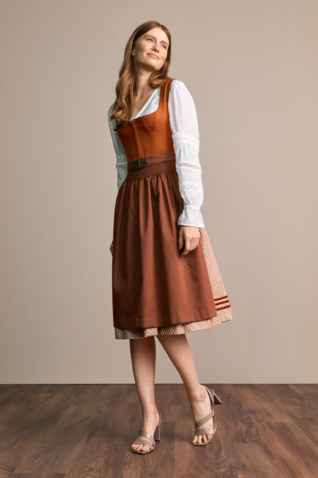 Julia Trentini Freda Long Dirndl, Orange — 70cm