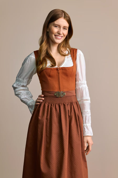 Julia Trentini Freda Long Dirndl, Orange — 70cm