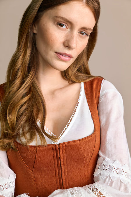 Julia Trentini Freda Midi Dirndl, Orange — 60cm