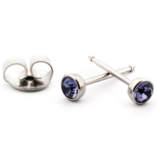 June (Tanzanite) Silver Earrings 4 mm Earrings