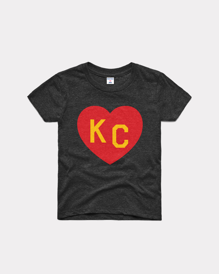 Kids Black & Red KC Heart Vintage Youth T-Shirt