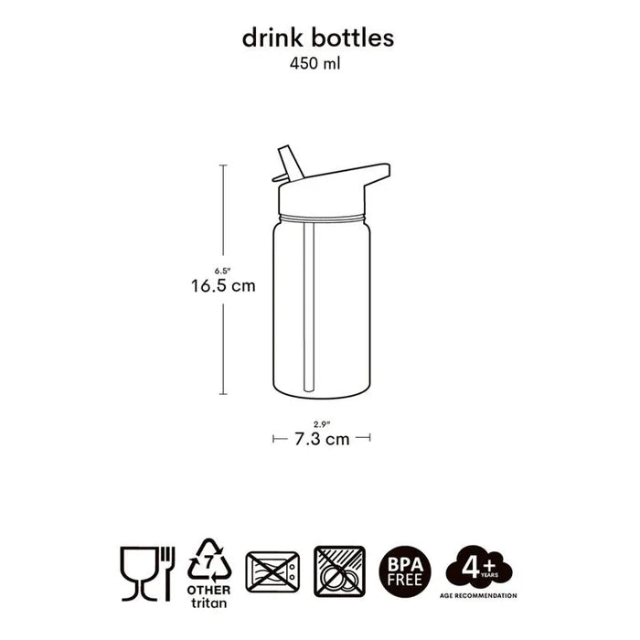 Kids Tritan Water Bottle with Straw for School & Travel - 450ml