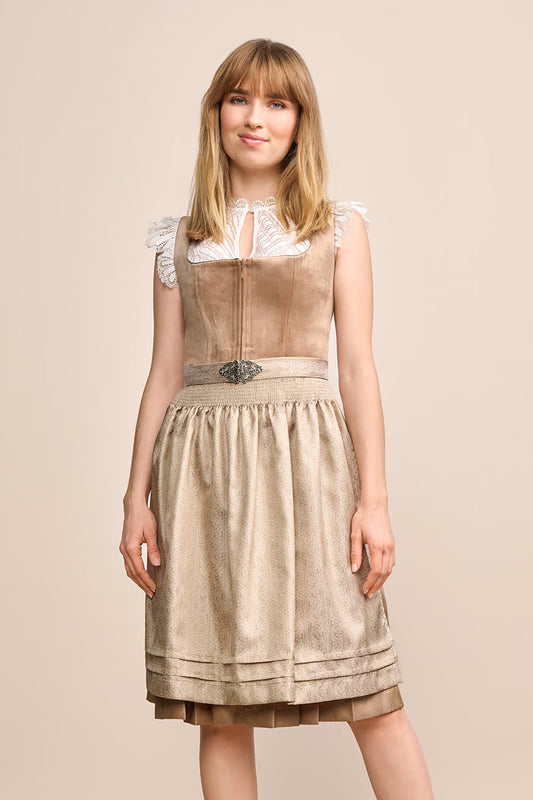 Krüger 'Aurela' Velvet Dirndl, Beige — 60cm