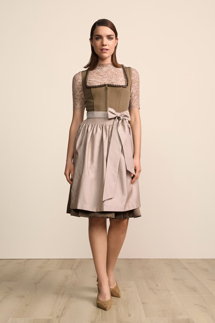 Kruger Elorina Long Dirndl, Brown — 70cm 2pc Set
