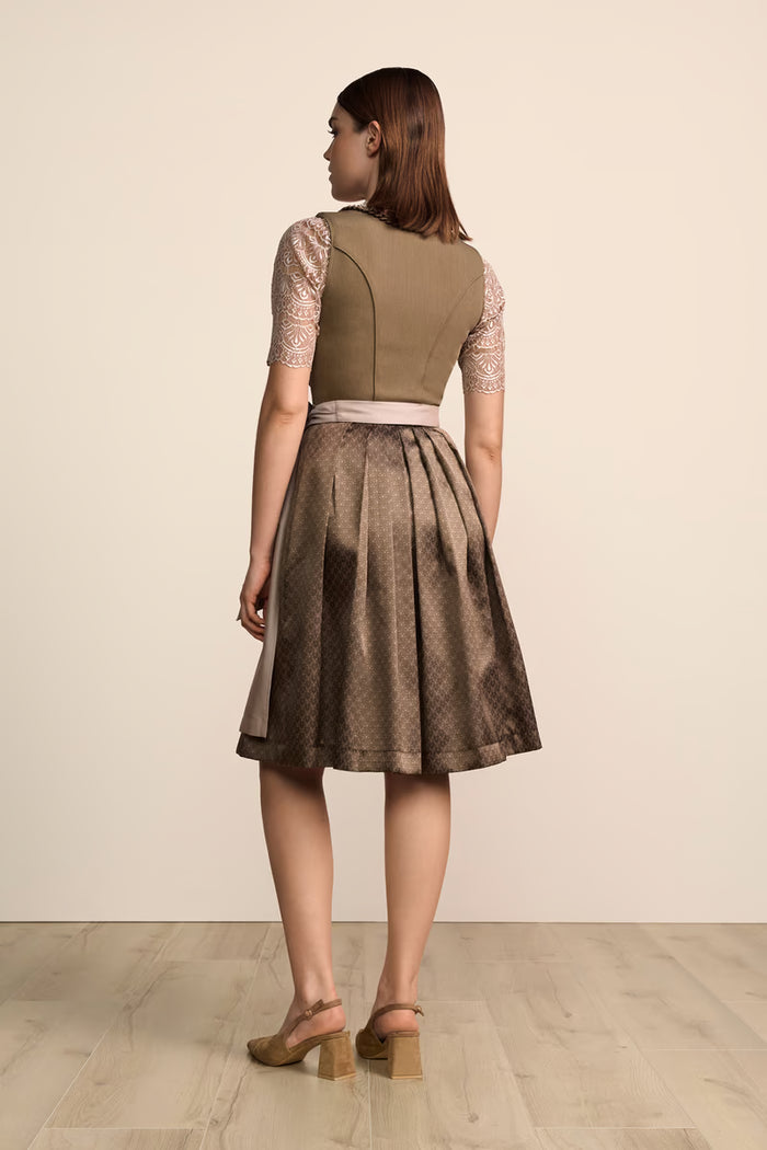Kruger Elorina Long Dirndl, Brown — 70cm 2pc Set