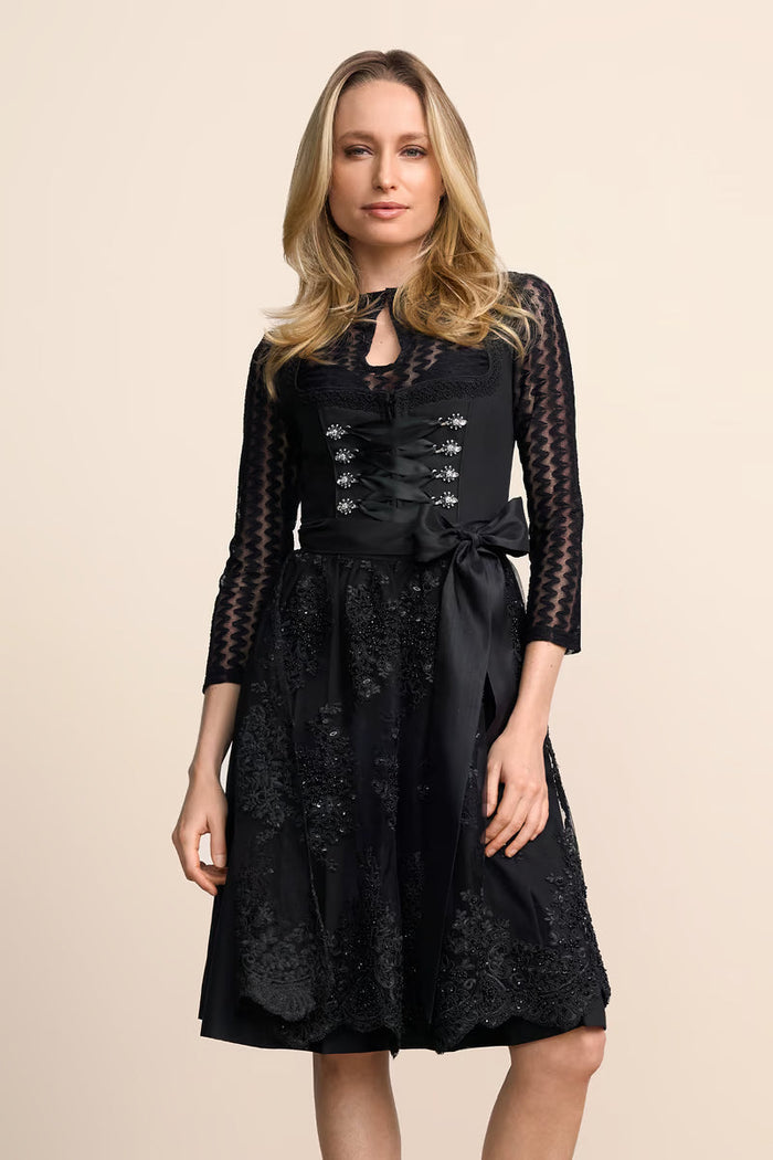 Kruger Midi Dirndl 2pc 60cm "Ziska" black (size 36,38,40)