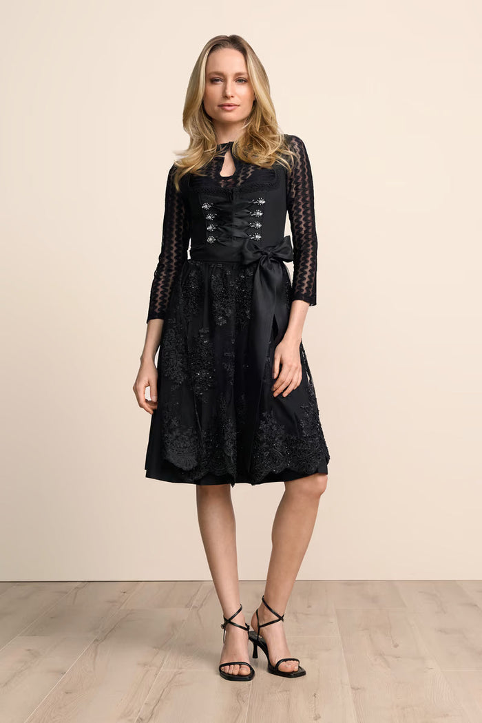 Kruger Midi Dirndl 2pc 60cm "Ziska" black (size 36,38,40)
