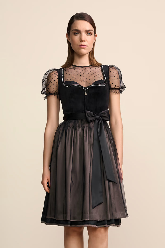 Kruger Midi Dirndl 2pcs. 60cm "Cannolo" black (38)