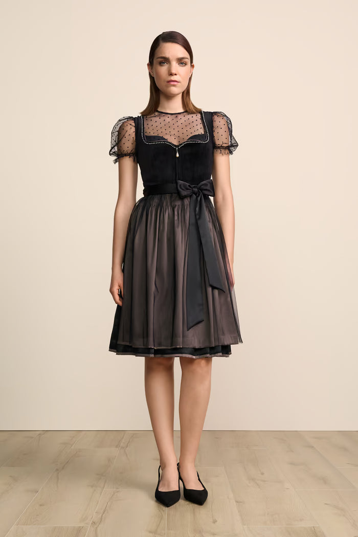 Kruger Midi Dirndl 2pcs. 60cm "Cannolo" black (38)